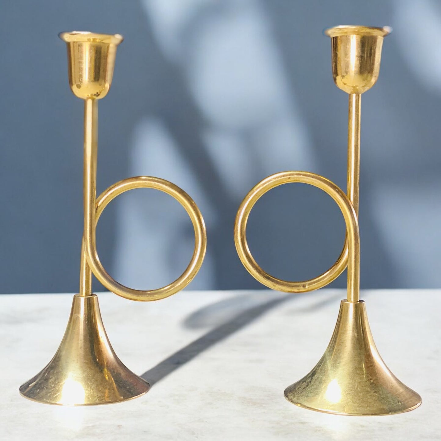 Set of Two Brass Candle Holders